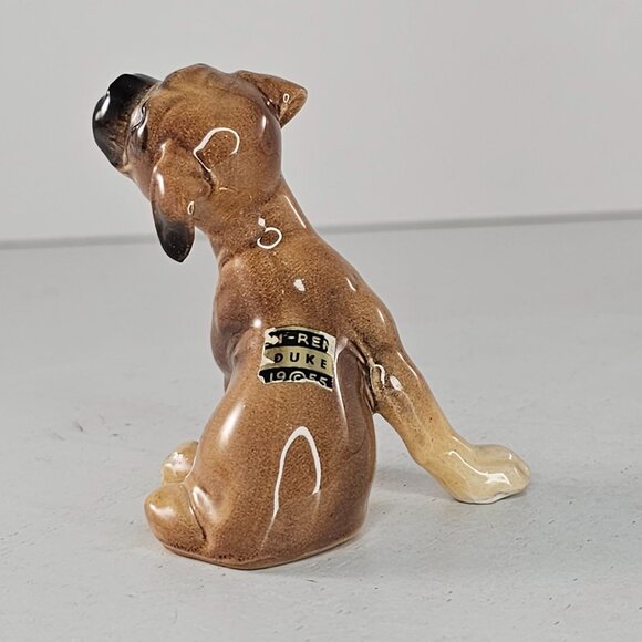 Vintage Hagen Renaker 1955 Duke Boxer Puppy Dog Figurine Partial Label - Picture 3 of 8